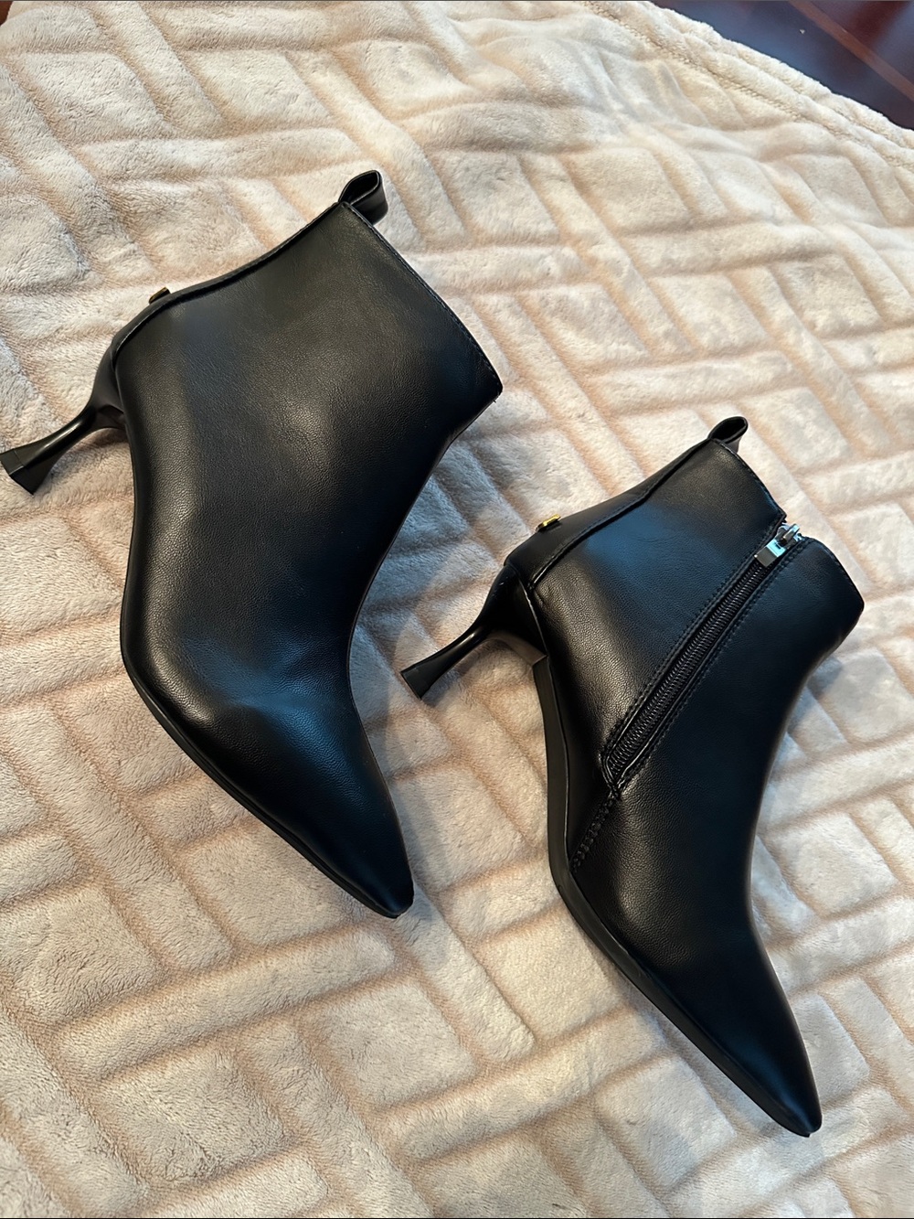 Miu Miu Black Pointed Toe Ankle Booties with Slim Heel